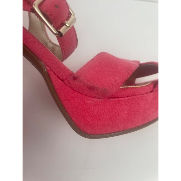 Anne Klein Pink Suede Platform Heels Strappy Open Toe Sandals Sz 7.5 Barbiecore - Picture 8 of 13